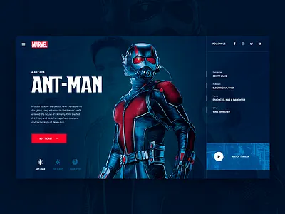 Ant-Man Daily UI ant man cinema home landing marvel superhero trend ui web website