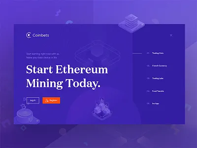 Coinbets Landing Page Design HERO cryptocurrency dashboard data design ethereum exchange finance ico interface stat token