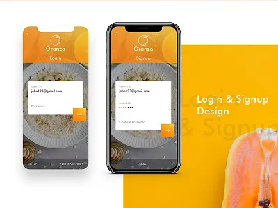 Oranzo A fresh fruit Ordering App color creative font free icon ios mockup new psd tank trip uiux