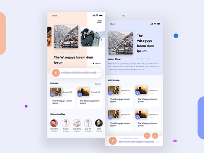 Podcast App colour daily podcast episode ios x listener app live app music web podcast app podcast landing page podcast ui session waveform