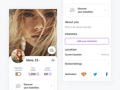 Badoo — My Profile Redesign account app badoo dating ios kosov pavelkosov profile ui