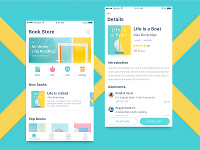 Book Store app bookstore flat online read ui ux