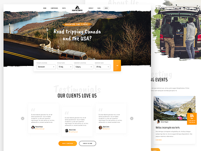 Car Rental for travelling-Home Page adventure campervan design home page travel travel car trips ui van web