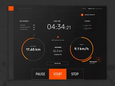Fitness Dark UI - Treadmill clean dark ui dashboard fitness minimal treadmill ui
