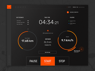 Fitness Dark UI - Treadmill clean dark ui dashboard fitness minimal treadmill ui