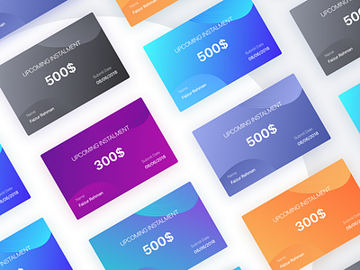 Virtual Payment Cards Designs color gradient flat design credit card debit cards ios app iphone payment bank finance loan typogaphy ui ux