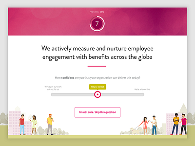 HR quiz for Thomsons illustration pink questions quiz results spider chart white