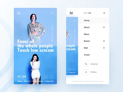 Macalline web app blue clean ios iphone menu ue ui ux web