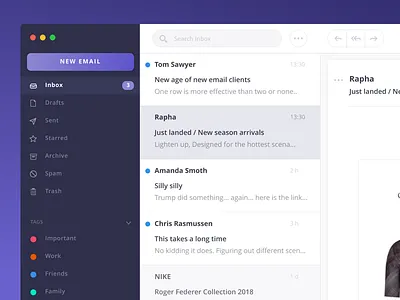 Email Client client email inbox purple purplesohotrightnow rapha