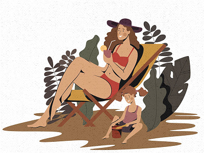 Summer character cocktail design family illustration love plants relax summer vacation