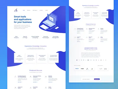 Tech site design focused on content ai content home page isometric landing page laptop purple site svg tech web white background