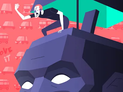 🚕🚛 Anger Management 🚗🚕 anger angry car contrast design digitalart head headache illustration inside noise traffic