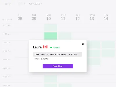 Booking Popup booking design platform popup student teacher ui