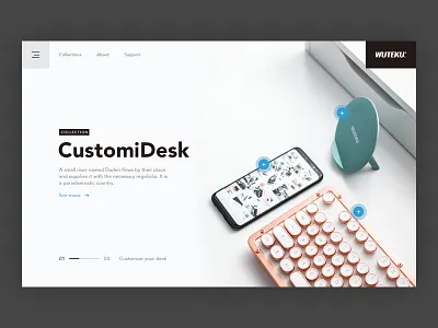 Wuteku - Hero Web Design clean gadgets phone web design white