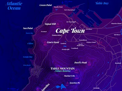 Cape Town cape town etc map night sea south africa table mountain water