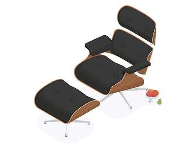 Isometric Illustration Experiment 2 chair charles eames herman miller illustration isometric lounge ray texture wood