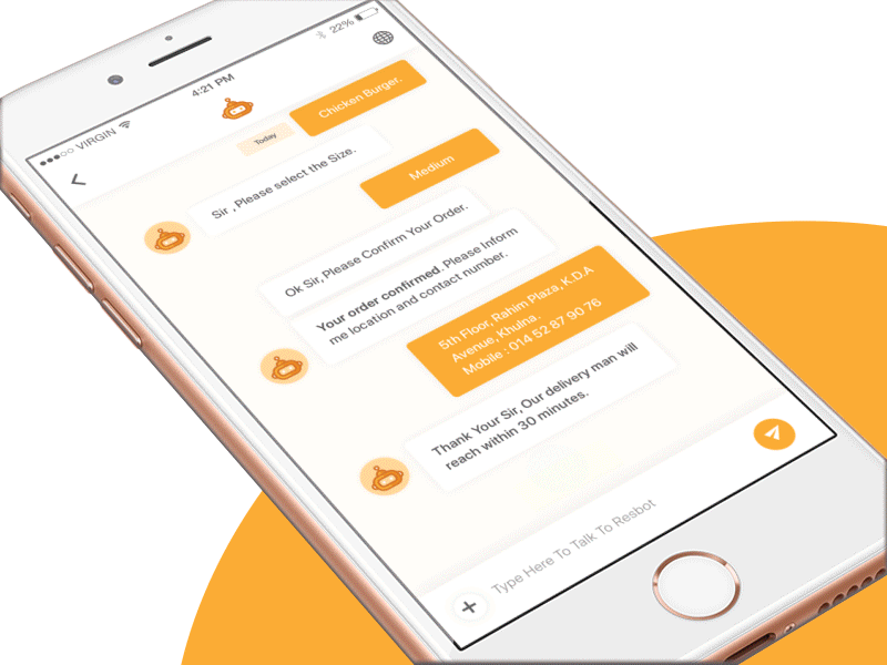 Restbot - Restaurant Bot Interaction after effect ai animation app bot chat fitness gif interaction interaction design interaction logic ios mobile prototype ui ux
