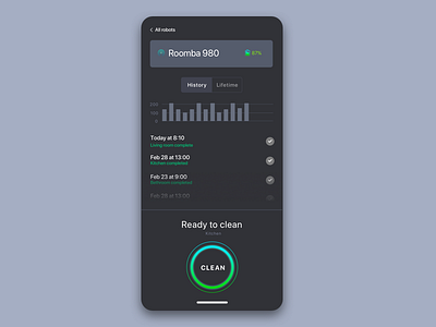 Robotic vacuum cleaner app concept app cleaner lschngr mobile ui ui design