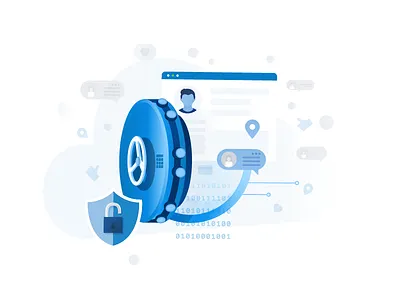 Cyber security blog cyber data illustration parcel profile security vault web