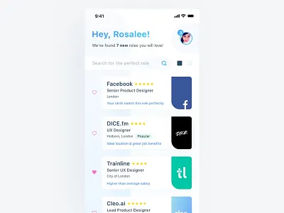 Job Role Concept app clean download free grid layout list mobile sketch ui ux white