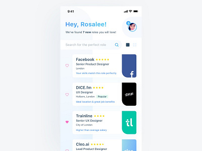 Job Role Concept app clean download free grid layout list mobile sketch ui ux white