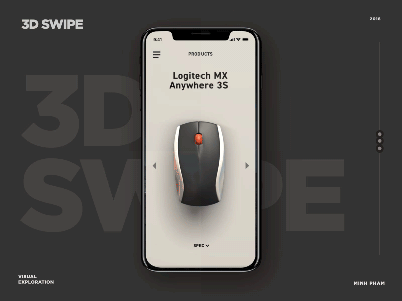 3D Product Swipe 3d animation interaction ios mobile motion mouse phone ui ux vietnam