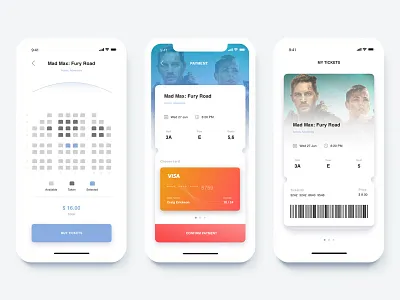 Cinema UI-Kit app cards chart cinema ios mobile ui ux