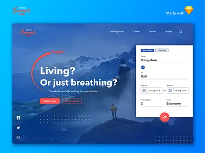 Endless Summer - Travel Planner and Flight Booking Website aeroplane flight landing page travel trip ui ux wanderlust webdesign website