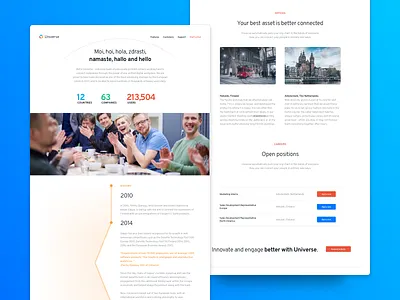 Universe - Moi, hoi, hola, zdrasti, namaste, hallo and hello header hero landing page orange universe webdesign workplace