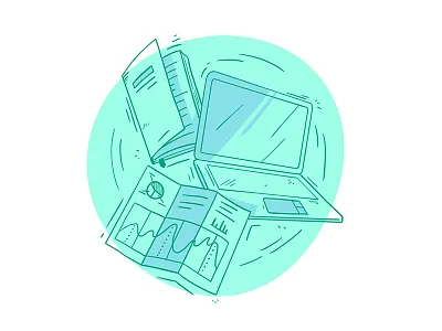 Commercial materials ad book chart commercial computer drawing flyer illustration laptop line notebook sketch