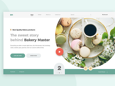 Bakery Master bakery breakfast cheese delicious design food green header light theme order restaurant website