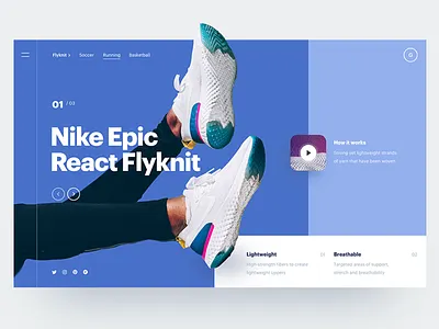 Epic Blue blue header hero interface minimal nike ui ux website