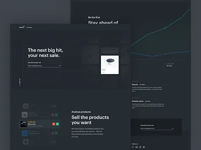 Luna 2 - Landing page for Retailers - Dark UI chart clean dark graphik green landing page significa ui website