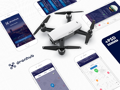 Dronhub Mobile Application application download free freebies isometric light mobile mockup perspective psd ui ux