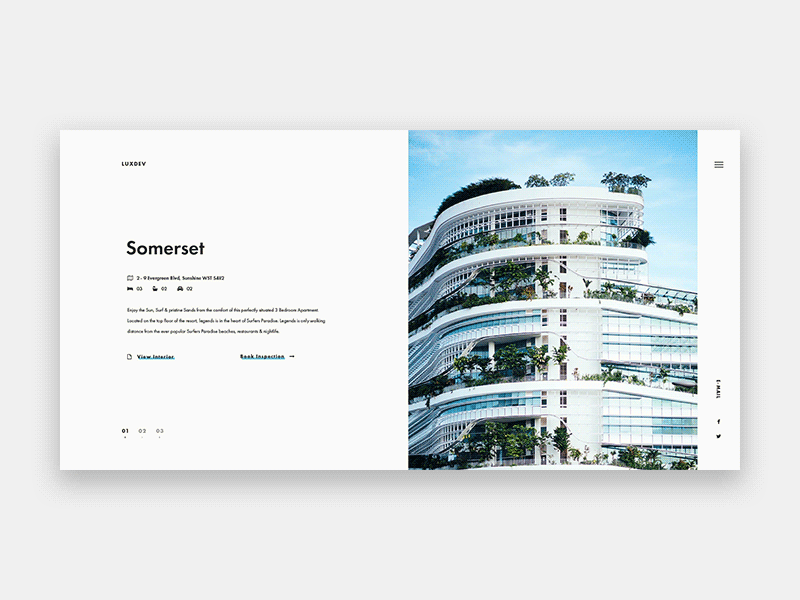 Luxury Apartments Slider Animation animation interaction interface landing layout ui ui design ux web web design website