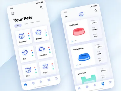 The Daily Hack 9 - Automated Pet App app automation cards challenge daily gradient illustration mobile pet tech ui