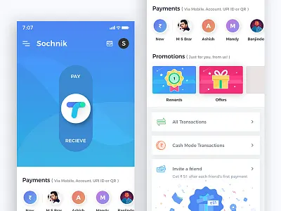 Tez Payment App Redesign blockchain blue cards gradients mobile app payment sketch template tez app uiux wallet app