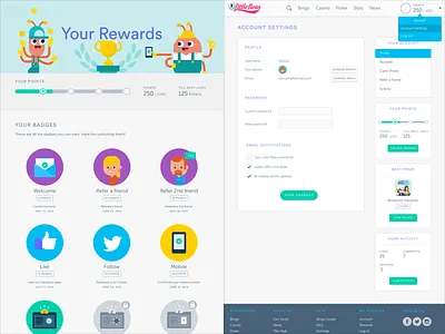 Bingo reviews website - Profile section bingo profile rewards settings ui ux web design website
