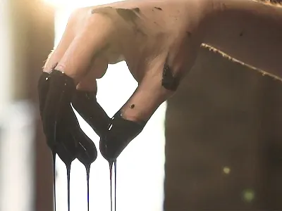 He Is Not Here art black and white black canvas film filming fine art cinematography finger painting oils paint painting process video