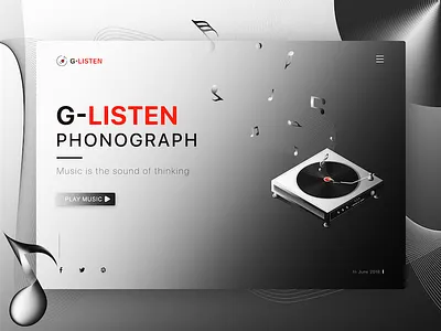 Modern phonograph delicate grayscale listening modern music player recording machine web design 应用程序 应用程序设计 用户界面 设计