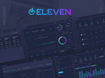 UI Design Kit for Eleven Dashboard dark interface dashboard ui kit