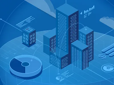 Integration Platform blue business charts circle geometric integration isometric pie platform sphere