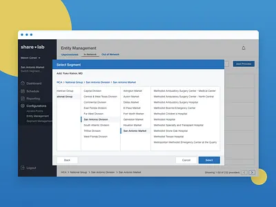 Sharecare Entity Management Miller Columns medical technology medtech saas ui ux