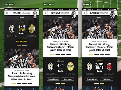 Juve App - Home Matchcenter States app football juve juventus mobile phone soccer sport states tablet
