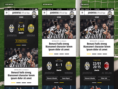 Juve App - Home Matchcenter States app football juve juventus mobile phone soccer sport states tablet