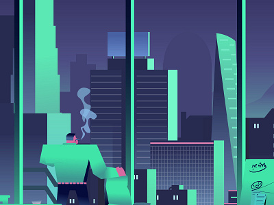 Likxury Mograph10 01 explainer illustration job night office
