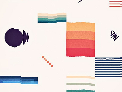 fun fun fun in the sun abstract circles composition glitch landscape palm tree patterns shapes study