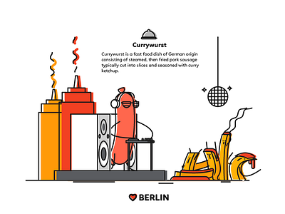 Berlin - Currywurst berlin currywurst flat germany graphic design illustration potato sausage souvenir