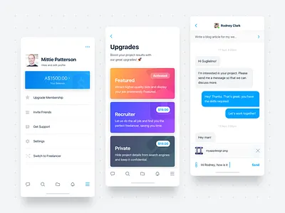 Freelancer Mobile App app blue chat freelancer freelancer.com ios mobile platform upgrades