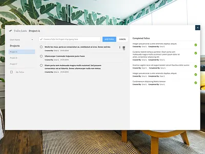 ToDo Tool Concept lists material design modal todo ui